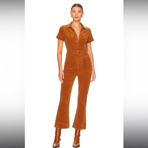 NWT Show Me Your Mumu Cropped Everhart Jumpsuit in Camel Corduroy